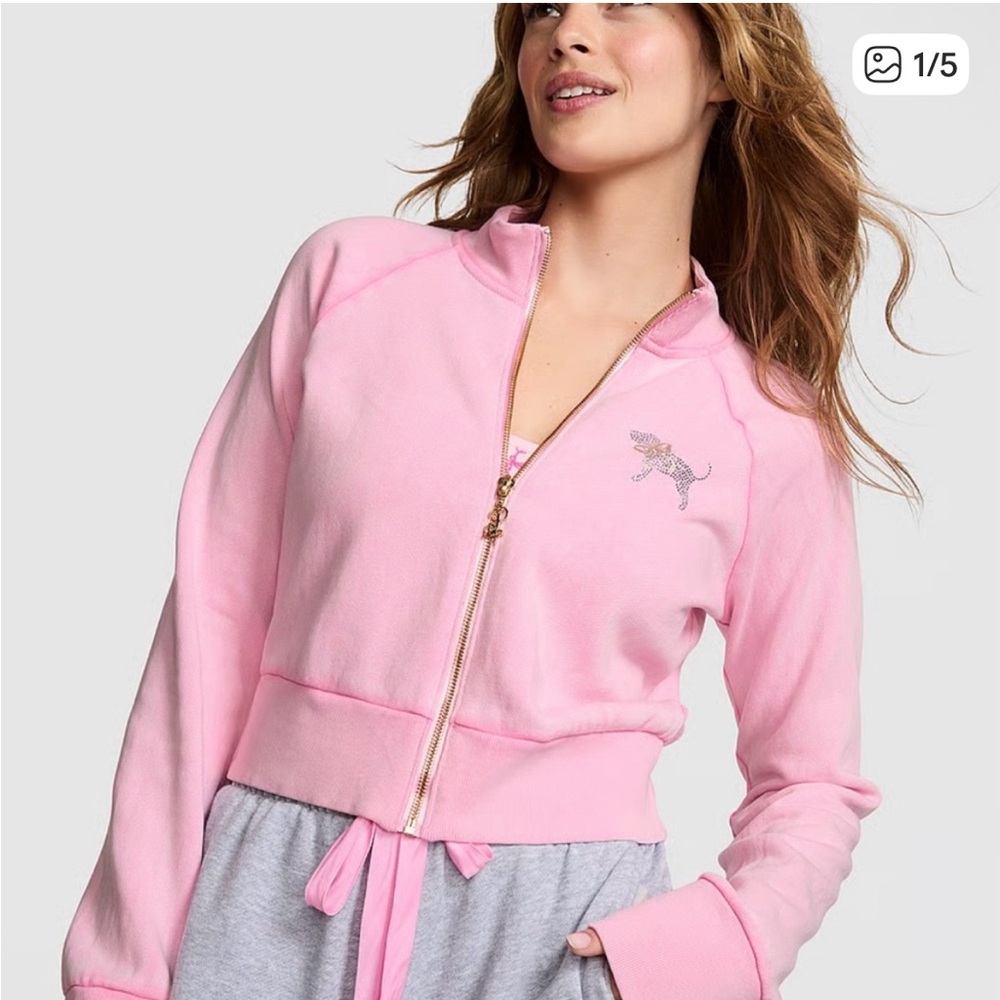VS PINK x Loveshack Fancy pink zip up